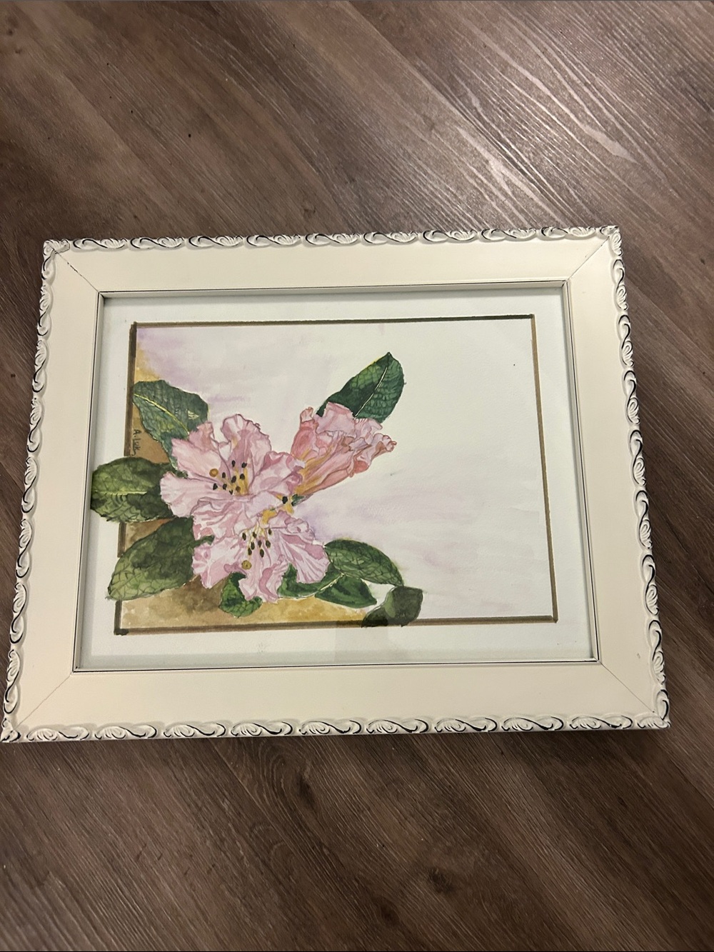 New Framed Pink Floral Watercolor Wall Art
